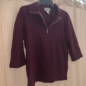 Burgundy Jennifer Moore 3/4 sleeve shirt